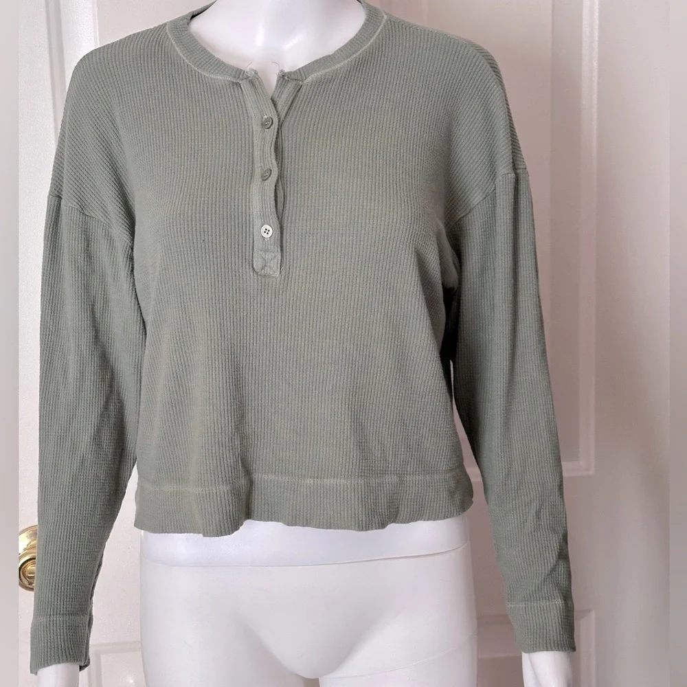 Stateside Waffle Knit Boxy Henley - Picture 1 of 8